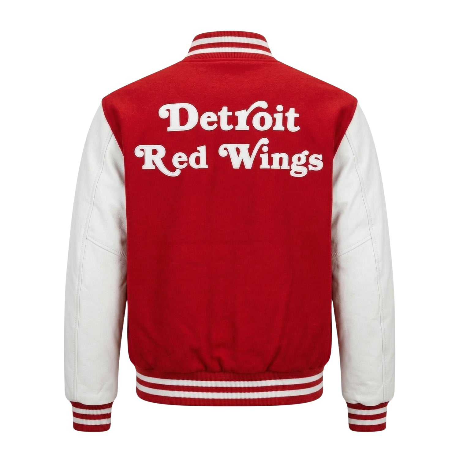 NHL Women's Detroit Red Wings red and white Varsity Jacket (Back)
