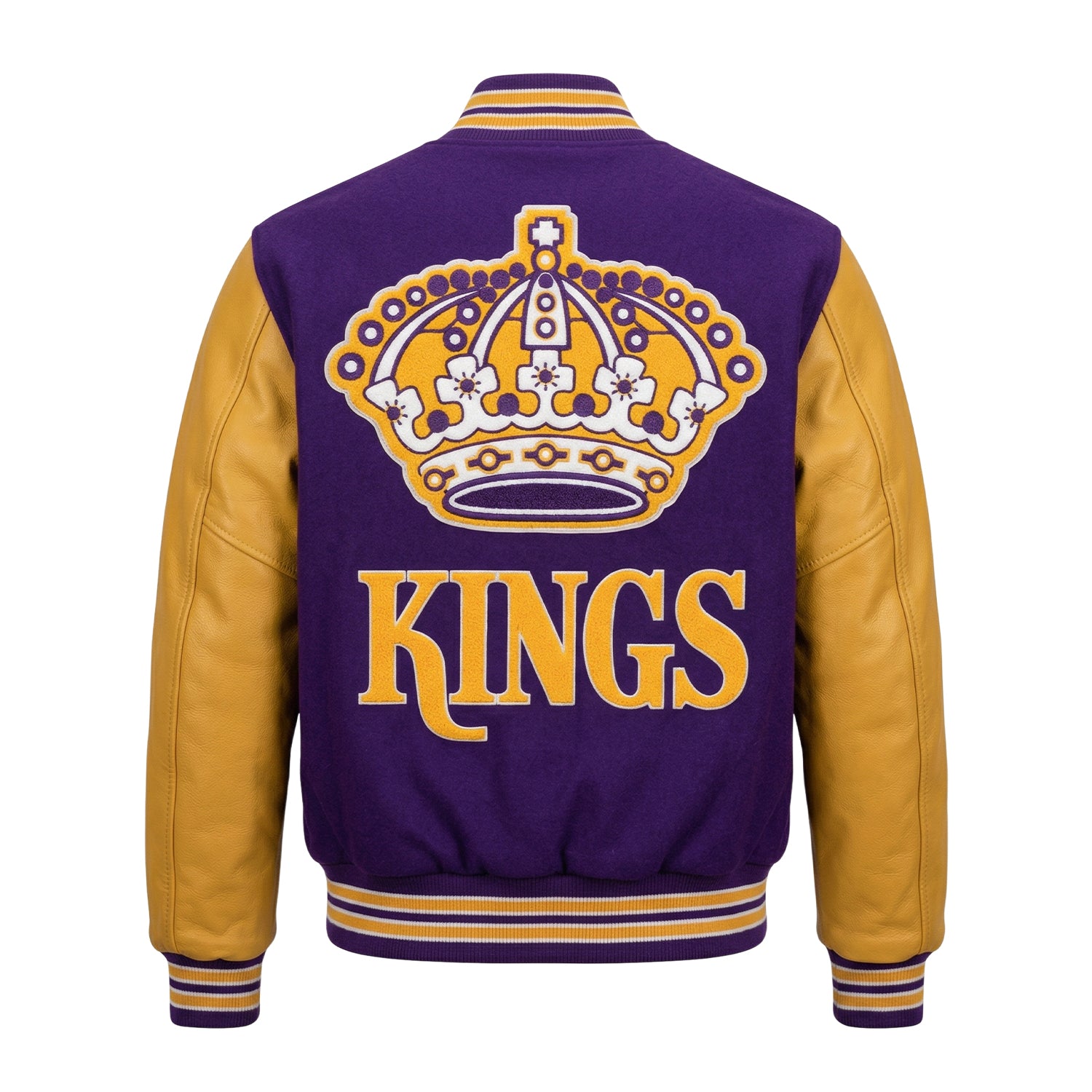 NHL Women's Los Angeles Kings Purple and Yellow Varsity Jacket (Back)