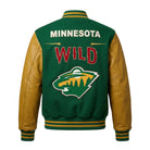 NHL Women's Minnesota Wild Lite Green and Yellow Varsity Jacket (Back)
