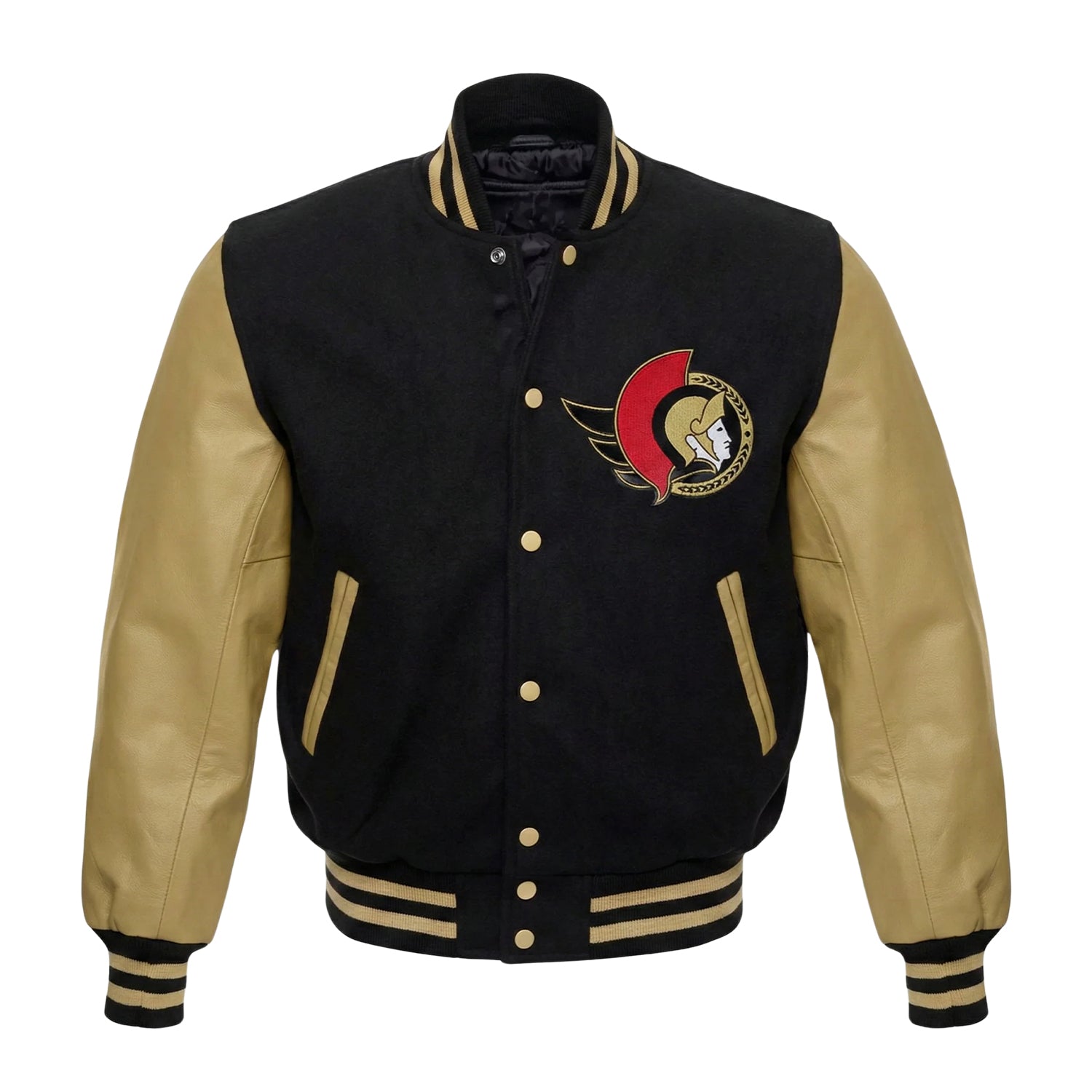 NHL Women's Ottawa Senators Black & Tan Varsity Jacket