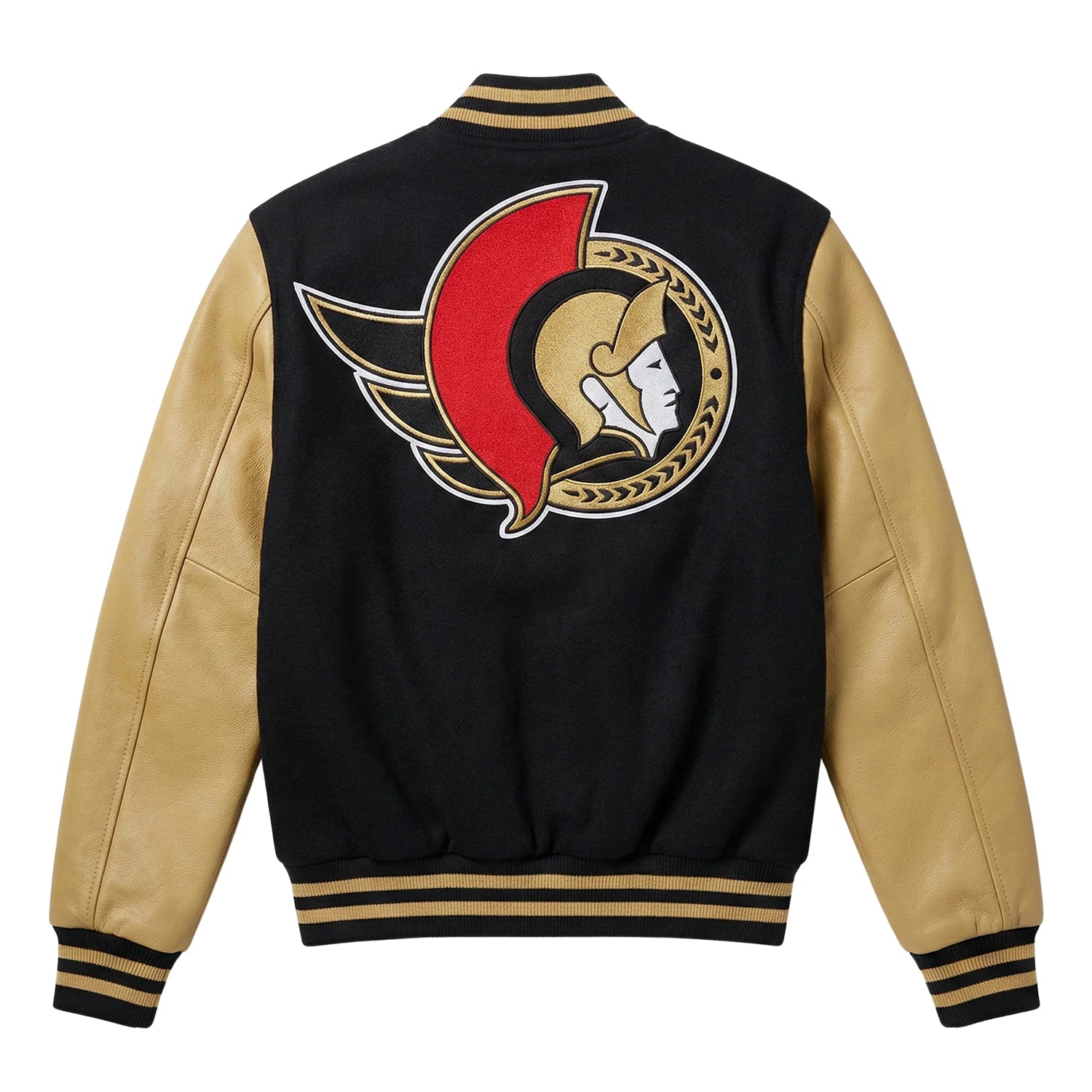 NHL Women's Ottawa Senators Black & Tan Varsity Jacket (Back)