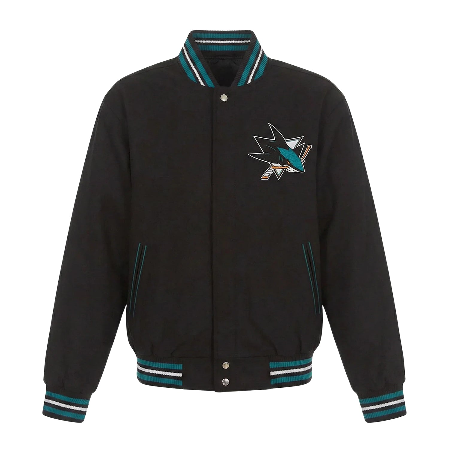 NHL Women's San Jose Sharks Black Varsity Jacket