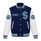 NHL Women's Seattle Kraken Blue and White Varsity Jacket