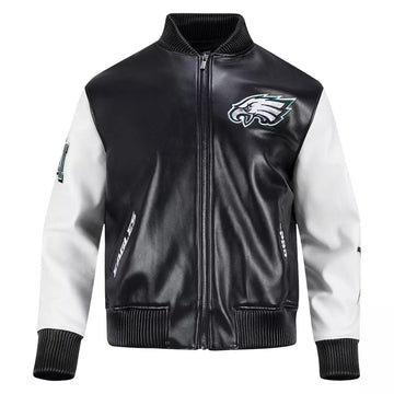 Women Philadelphia Eagles Signature Leather Varsity Jacket leather Varsity Jacket-NFL