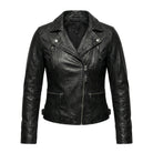 Women' Biker Soft Fit Black Leather Jacket