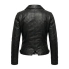 Women' Biker Soft Fit Black Leather Jacket (Back)