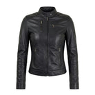 Women' Biker Soft Fit Black Leather Jacket