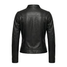 Women' Biker Soft Fit Black Leather Jacket (Back)