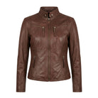 Women' Biker Soft Fit Brown Premium Leather Jacket