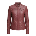 Women' Biker Soft Fit Red Leather Jacket