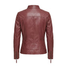 Women' Biker Soft Fit Red Leather Jacket (Back)