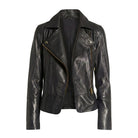 Women' Biker Vintage Design Black Leather Jacket