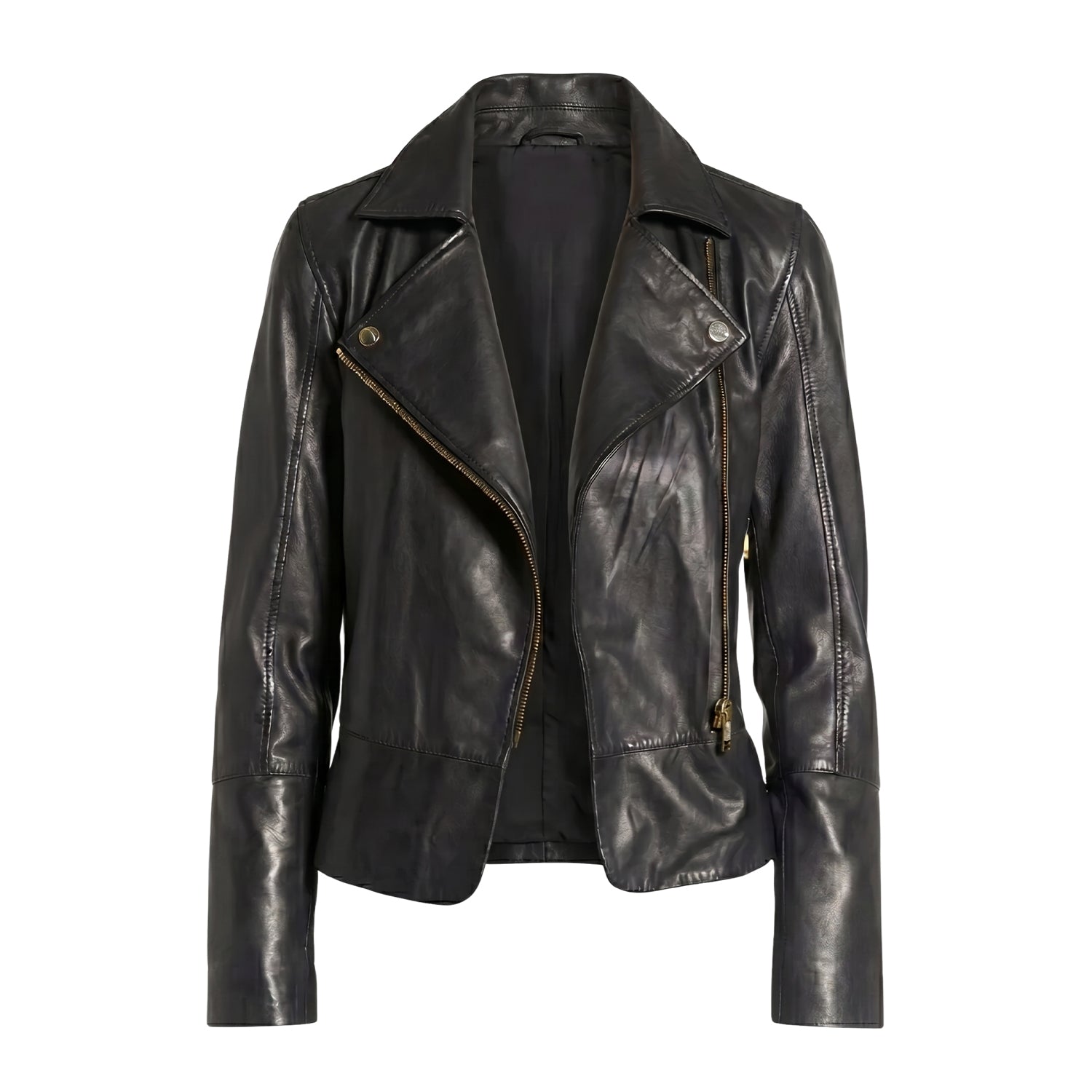 Women' Biker Vintage Design Black Leather Jacket