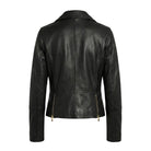 Women' Biker Vintage Design Black Leather Jacket (Back)