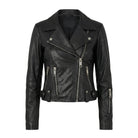 Women' Biker Vintage Lambskin Black Leather Jacket