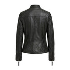 Women' Biker Zip-Up Closure Black Premium Leather Jacket (Back)