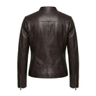Women' Biker Zip-Up Closure Premium Leather Jacket (Back)