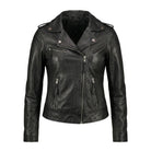 Women's Durable Stitching Biker Black Leather Jacket