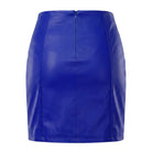Women’s A-Line Casual Blue Lambskin Leather Skirt (Back)