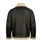 Women's Aviator Black Fur Black Shearling Jacket (Back)