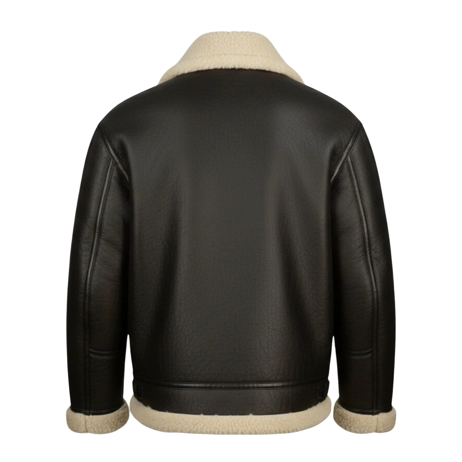 Women's Aviator Black Fur Black Shearling Jacket (Back)