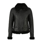 Women's Aviator Shearling Lined Black Leather Jacket