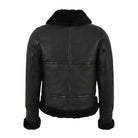 Women's Aviator Shearling Lined Black Leather Jacket (Back)