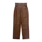 Women's Balloon-Fit Classic Brown Leather Pants (Back)