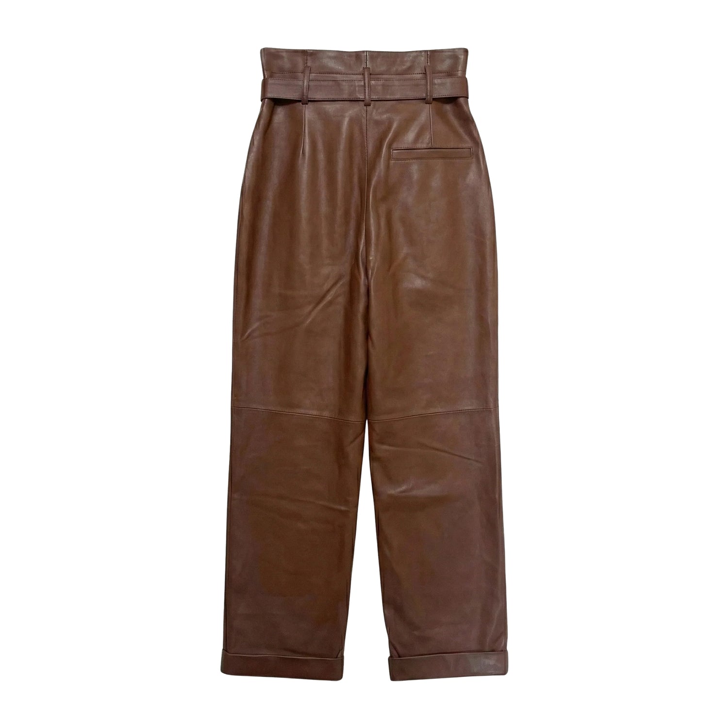 Women's Balloon-Fit Classic Brown Leather Pants (Back)