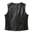 Women's Biker Black Leather Vest (Back)