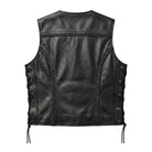 Women's Biker Black Sheepskin Leather Vest (Back)