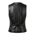 Women's Biker Fashion Black Leather Vest (Back)