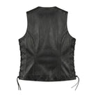 Women's Biker Fur Lining Black Leather Vest (Back)