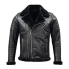 Women's Biker Shearling Lined Black Shearling Jacket