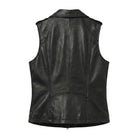 Women's Biker Sheepskin Leather Black Vest (Back)