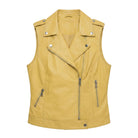 Women's Biker Sheepskin Leather Yellow Vest