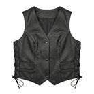 Women's Biker Tailored Fit Black Leather Vest