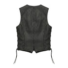 Women's Biker Tailored Fit Black Leather Vest (Back)