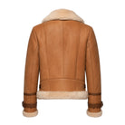 Women's Bomber Double Collar Vintage Cognac Shearling Jacket (Back)