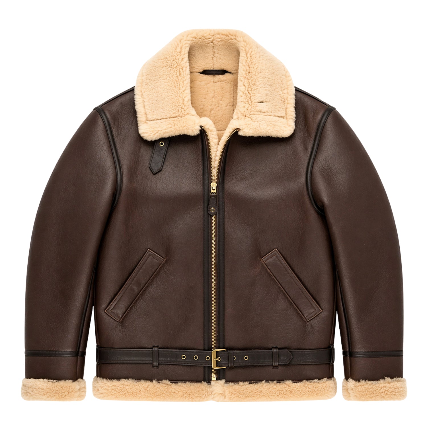 Women's Bomber Pilot Flying Brown Shearling Jacket
