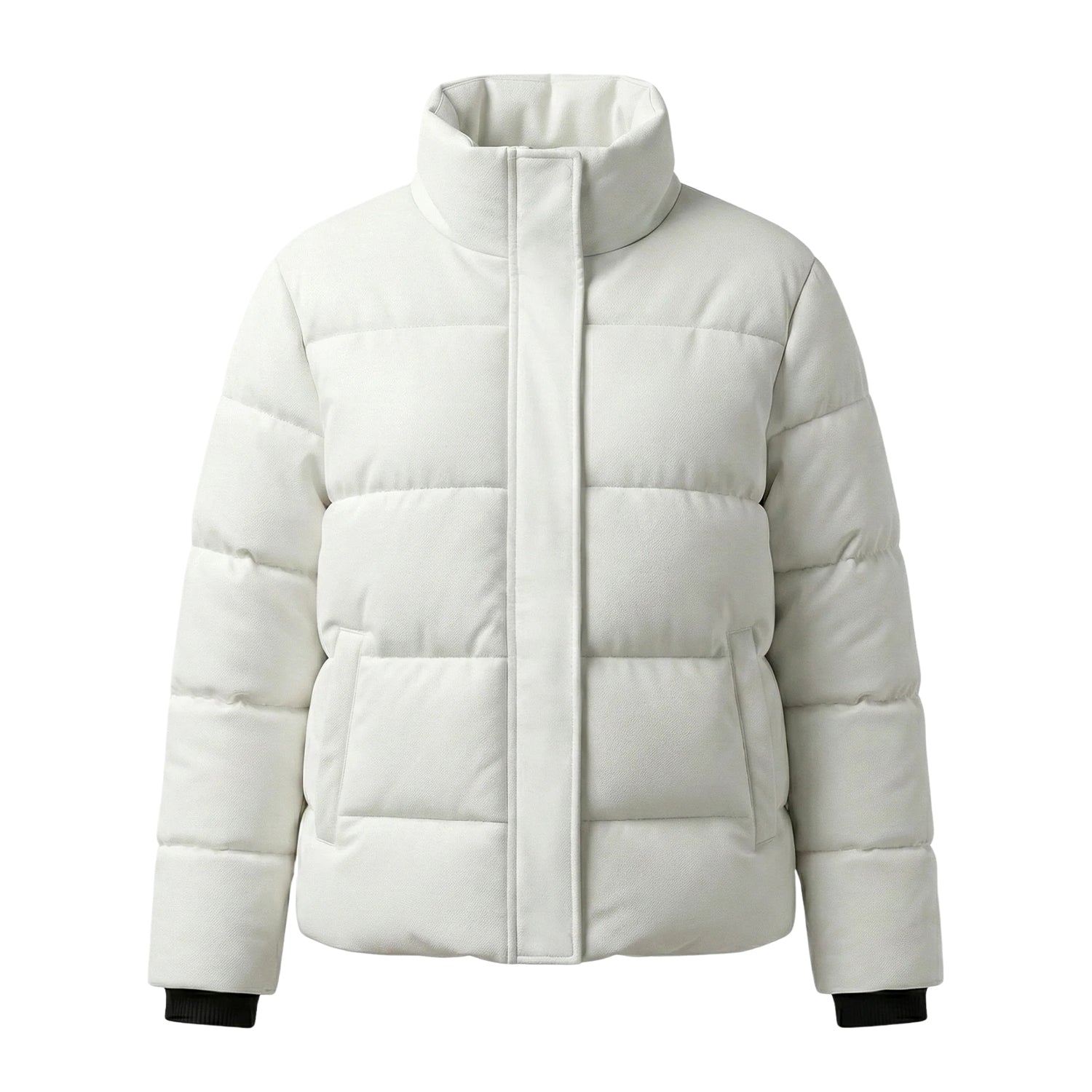 Women's Bomber Quilted Puffer Design White Puffer Jacket