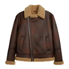 Women's Bomber RAF Aviator Design Brown Shearling Jacket