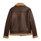 Women's Bomber RAF Aviator Design Brown Shearling Jacket (Back)