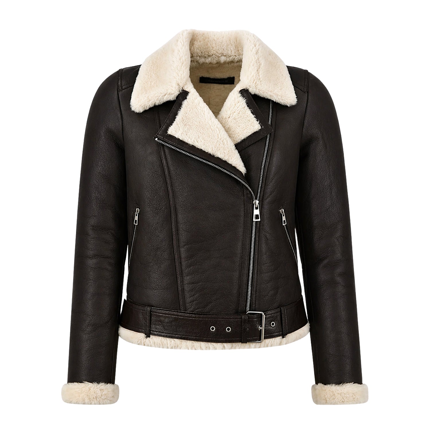 Women's Bomber RAF B3 Design Black Shearling Jacket