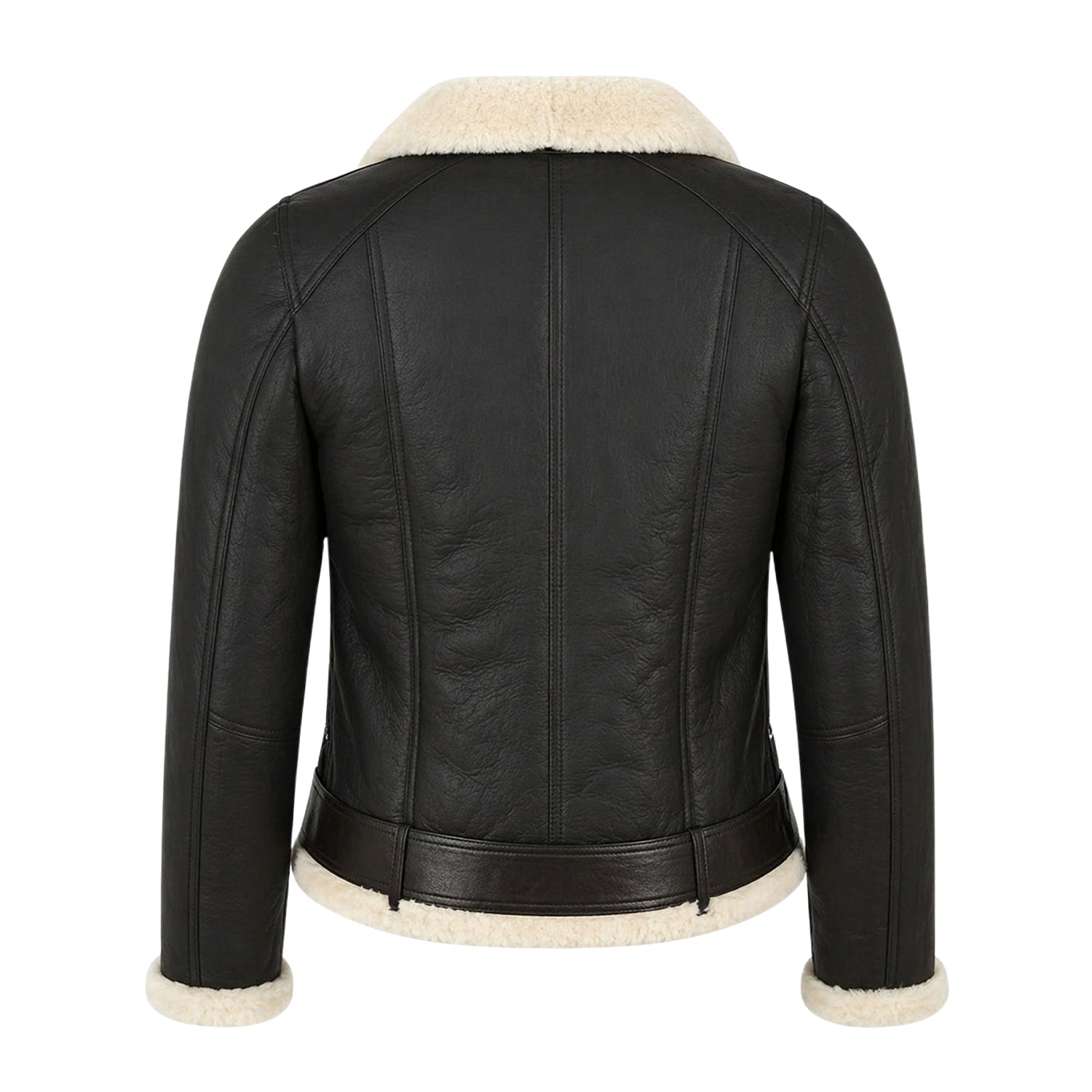 Women's Bomber RAF B3 Design Black Shearling Jacket (Back)