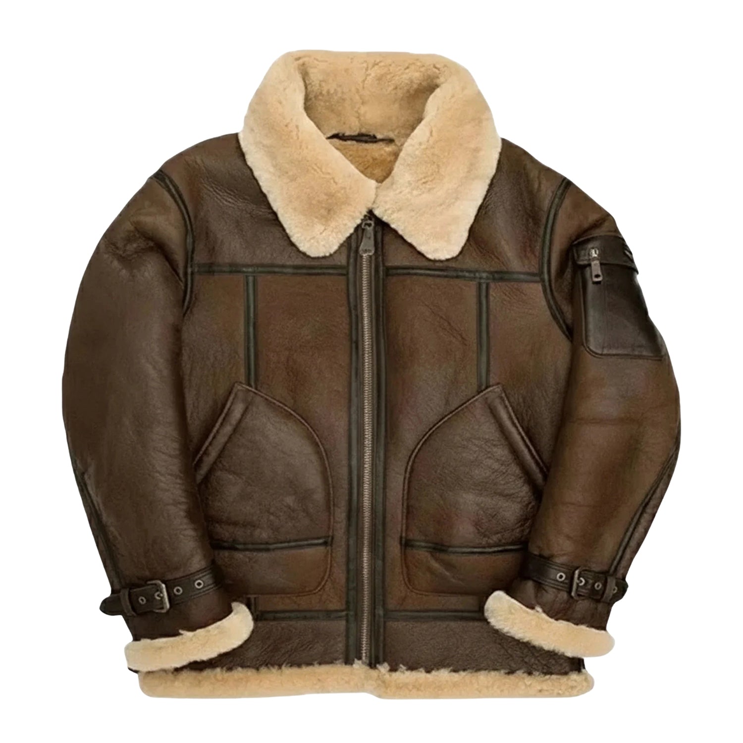 Women's Bomber Real Fur Shearling Jacket