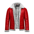 Women's Bomber Santa Claus theme Red Shearling Jacket