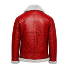 Women's Bomber Santa Claus theme Red Shearling Jacket (Back)