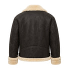 Women's Bomber Shearling Lined Brown Leather Shearling Jacket (Back)