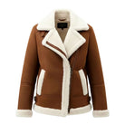 Women's Bomber Shearling Lined Brown Shearling Jacket